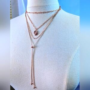SALE !  Layered Necklaces 1 Lariat SLIDING KNOT NECKLACE Rose Gold And  2